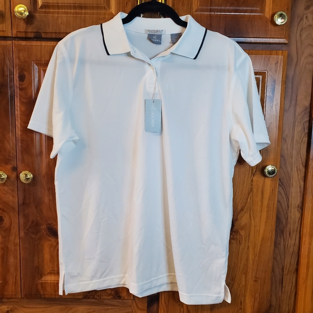 Jockey NWT Antimicrobial Stain Release White Collared Shirt Ladies L